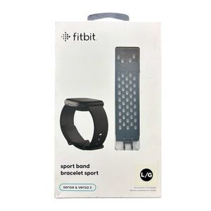 New Genuine Fitbit Versa 3/Sense Sport Band Authentic Black Large